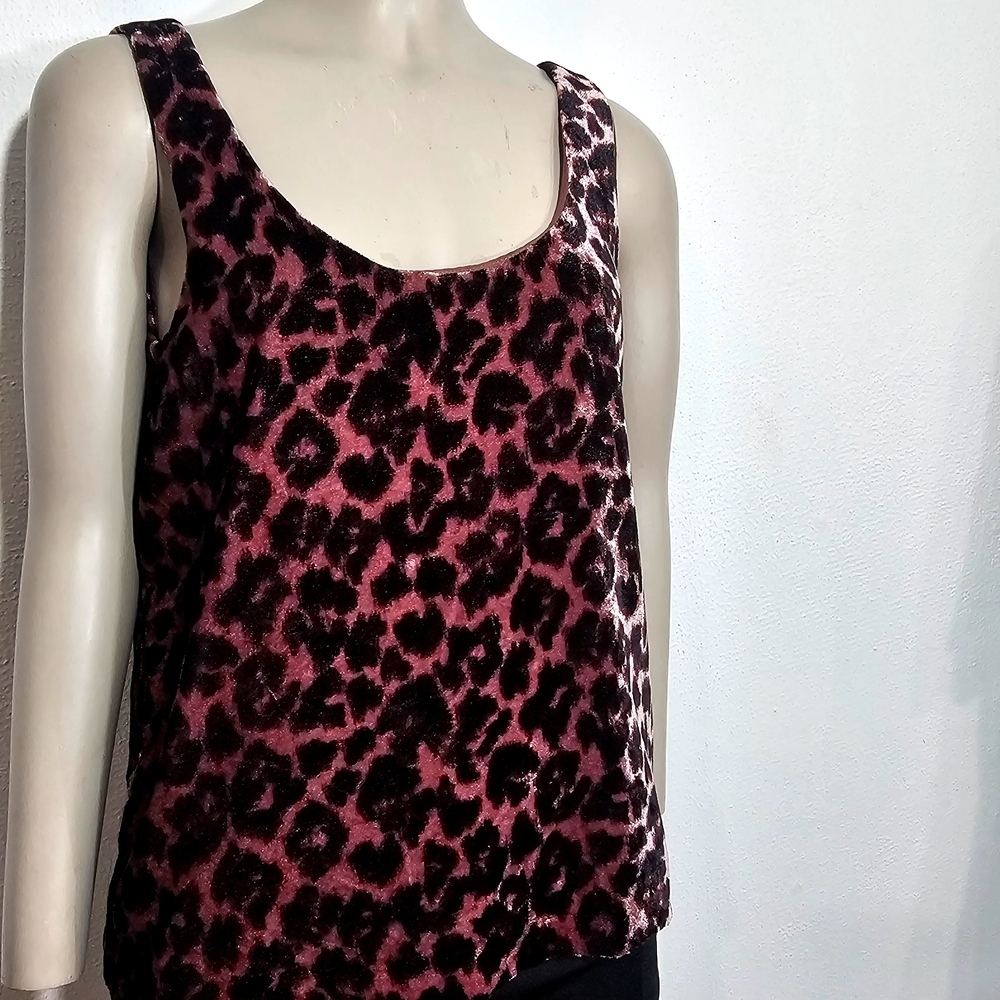 J. Crew Burgundy Leopard Velvet Tank Top - Picture 5 of 14